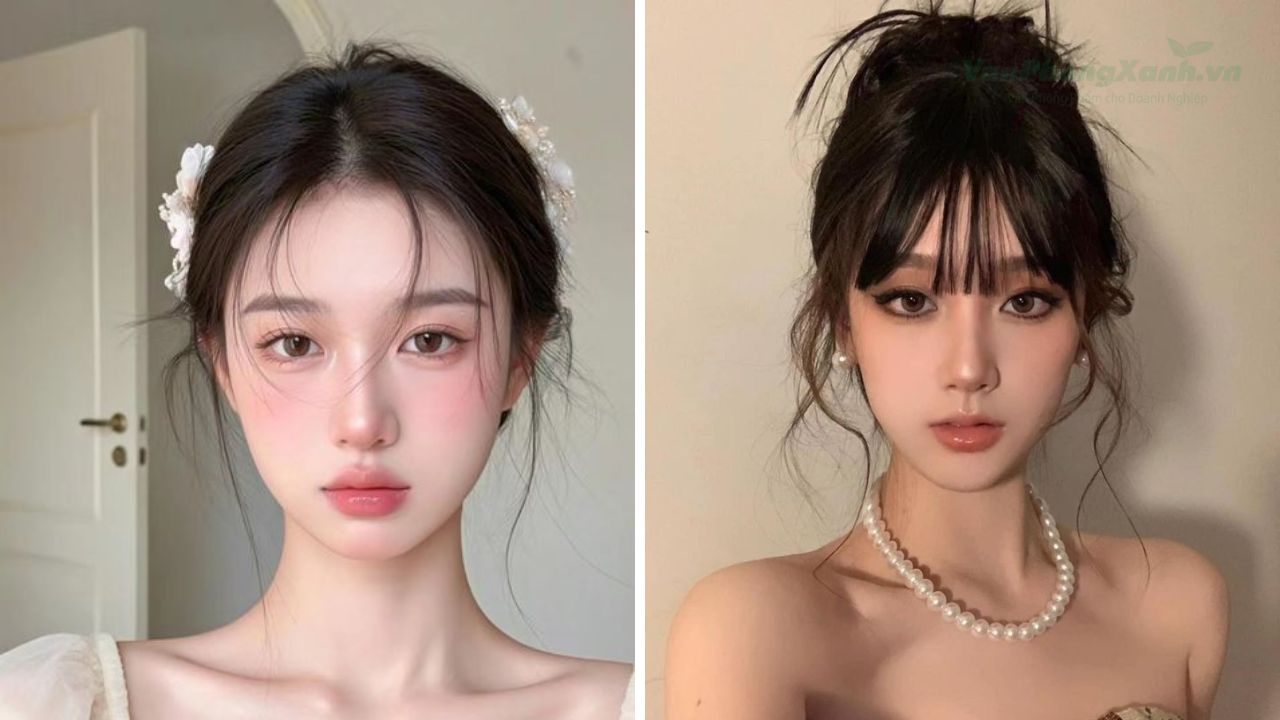 Tóc búi messy bun hiện đại