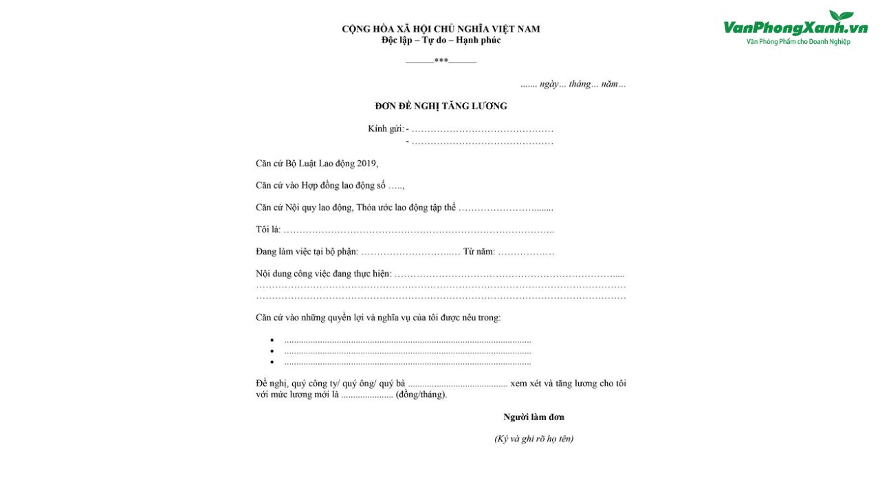 Cấu trúc chuẩn của một đơn xin tăng lương Cấu trúc chuẩn của một đơn xin tăng lương